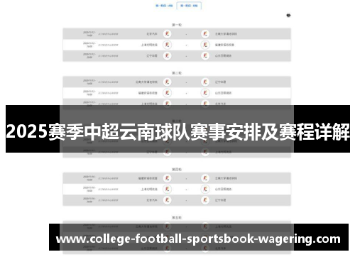 2025赛季中超云南球队赛事安排及赛程详解